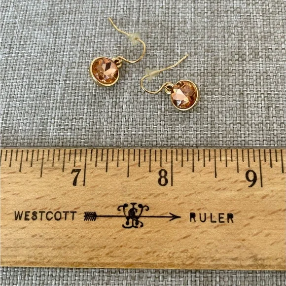 NWOT Earnings Peach Faceted Crystal and Gold Metal - Picture 5 of 6